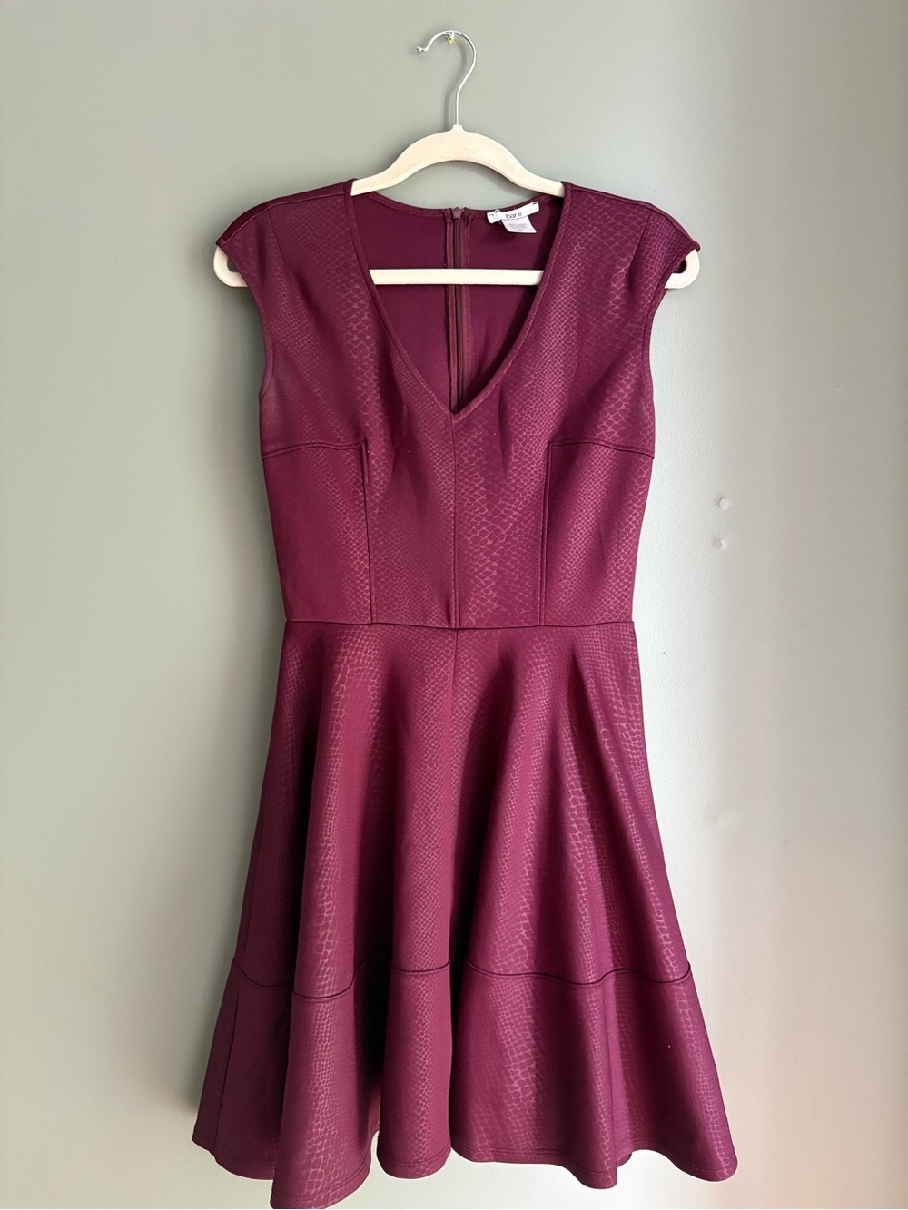 Bar III Wine Sleeveless Fit-and-Flare Dress